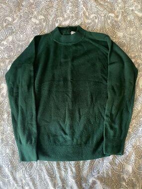 Deep Green Petite Vintage Sweater Half Zip closure on back